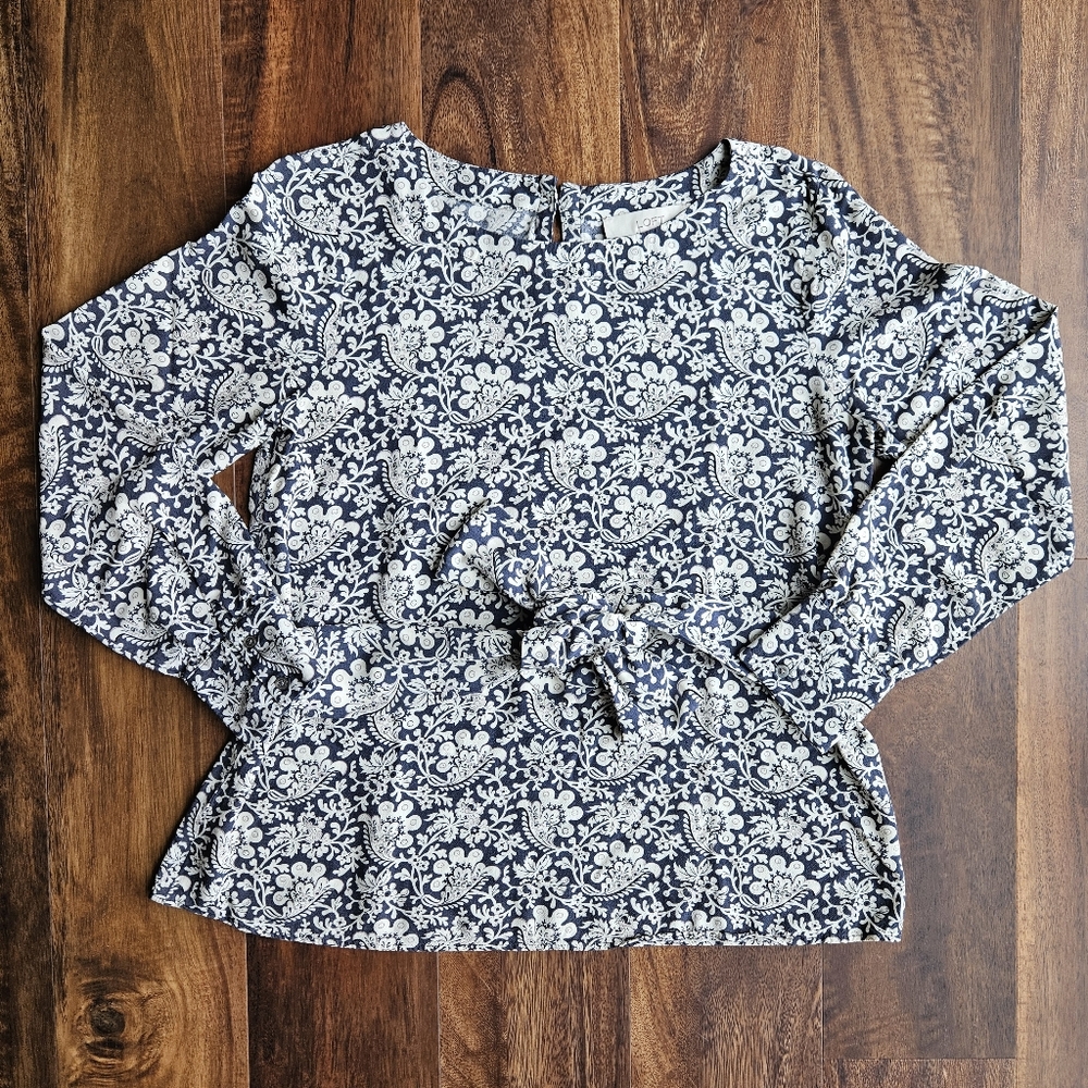 Loft floral blouse with self tie belt